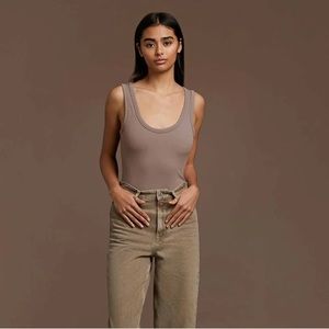 Nuuds Ribbed Scoop Tank Bodysuit